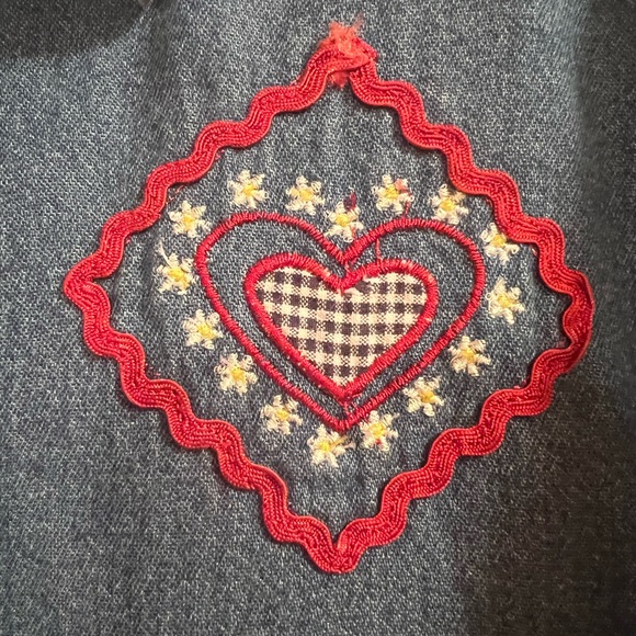 Vintage Denim Calico Short Sleeve Mock Layer Twofer Button Up Shirt Size 22/24 - Picture 7 of 13